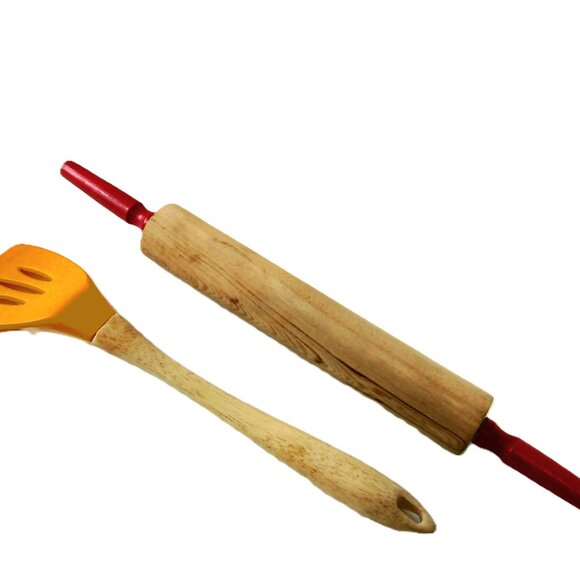 Toyola Slotted Spatula & Vtg Rolling Pin - Picture 3 of 13